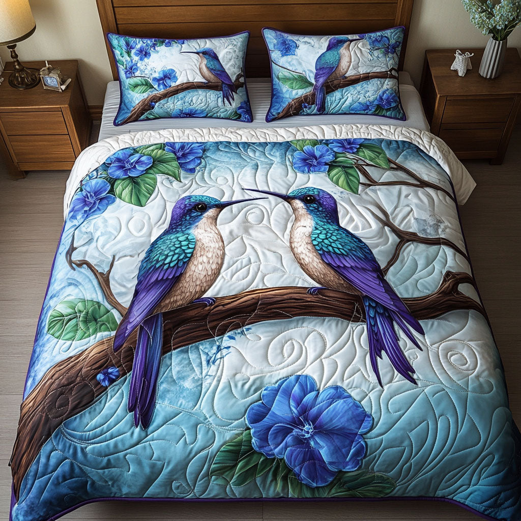 Hummingbird Whisper Quilted Bedding Set Best Bedspread Set Cool Hummingbird Gifts