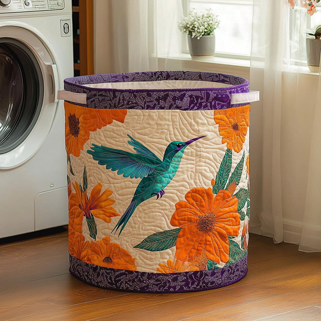 Hummingbird Whispers Quilted Laundry Basket Thanksgiving Merch Gift