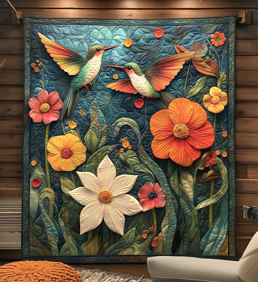 Hummingbird Wind Quilted Blanket Gifts For Hummingbird Lovers