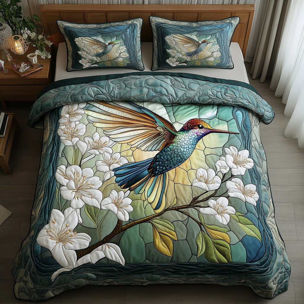 Hummingbird Wings Quilted Bedding Set Bedroom Decor Beautiful Hummingbird Gifts