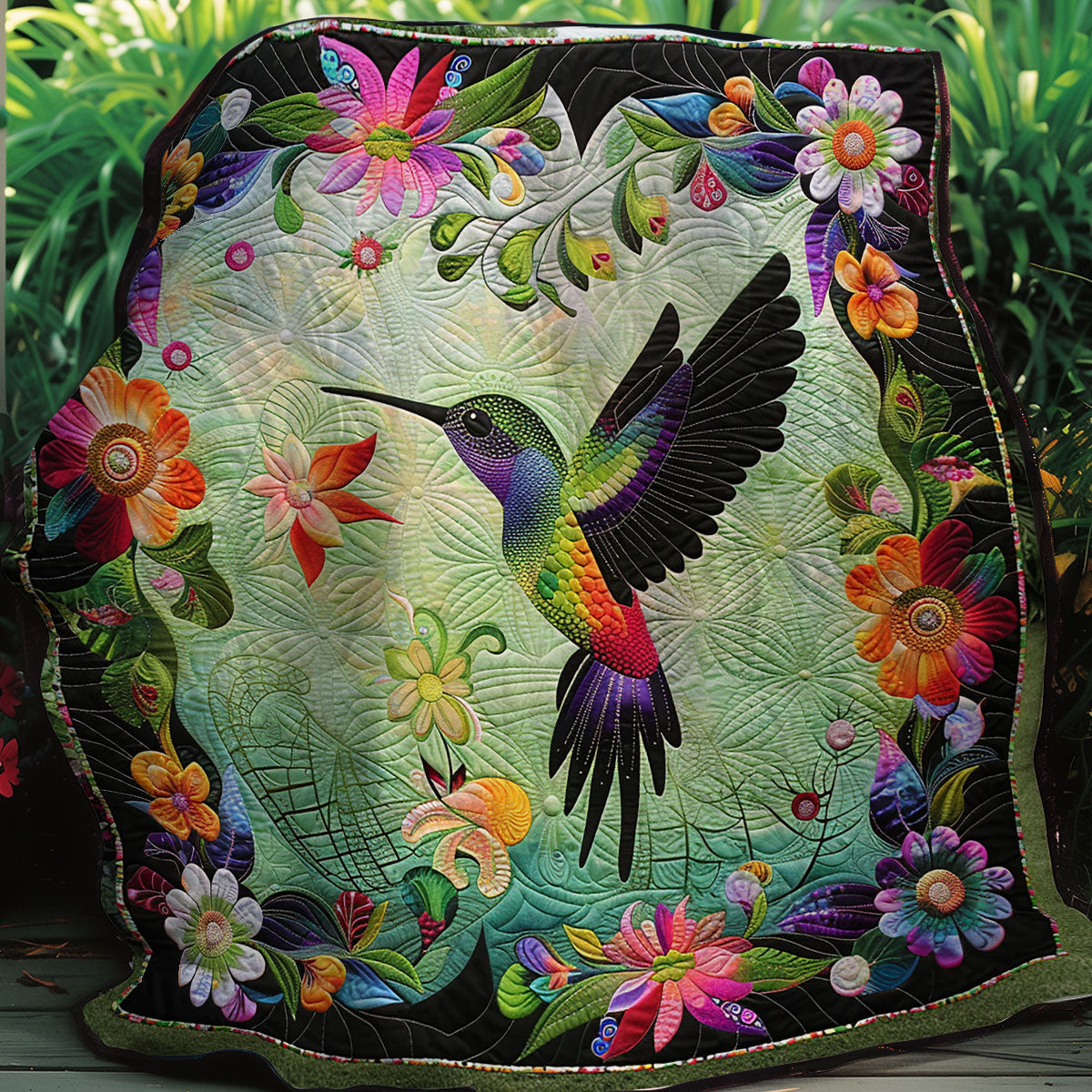 Hummingbirds Quilt Blanket King Size Blanket Best Presents For Grandmas