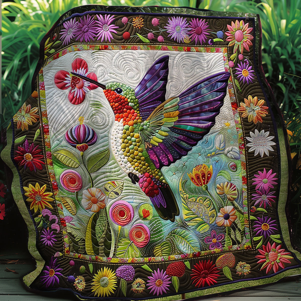 Hummingbirds Quilt Blanket King Size Blanket Best Presents For Mum Christmas