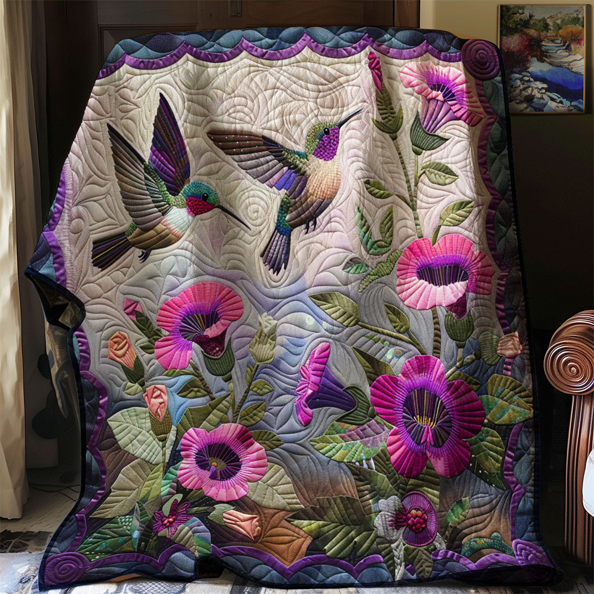 Hummingbirds Quilt Blanket King Size Blanket Secret Santa Gifts