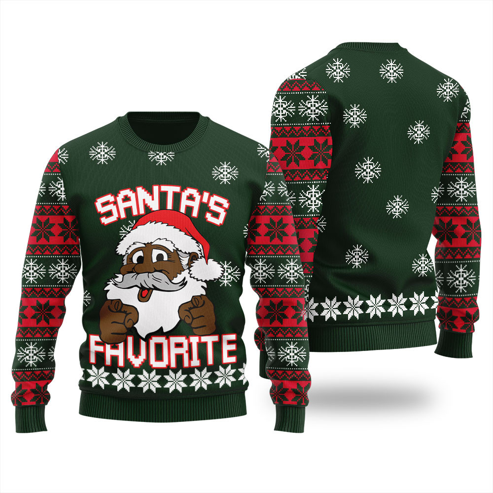 Humorous African American Santa Ugly Sweater Merry Christmas Sweatshirt for Holiday Fun