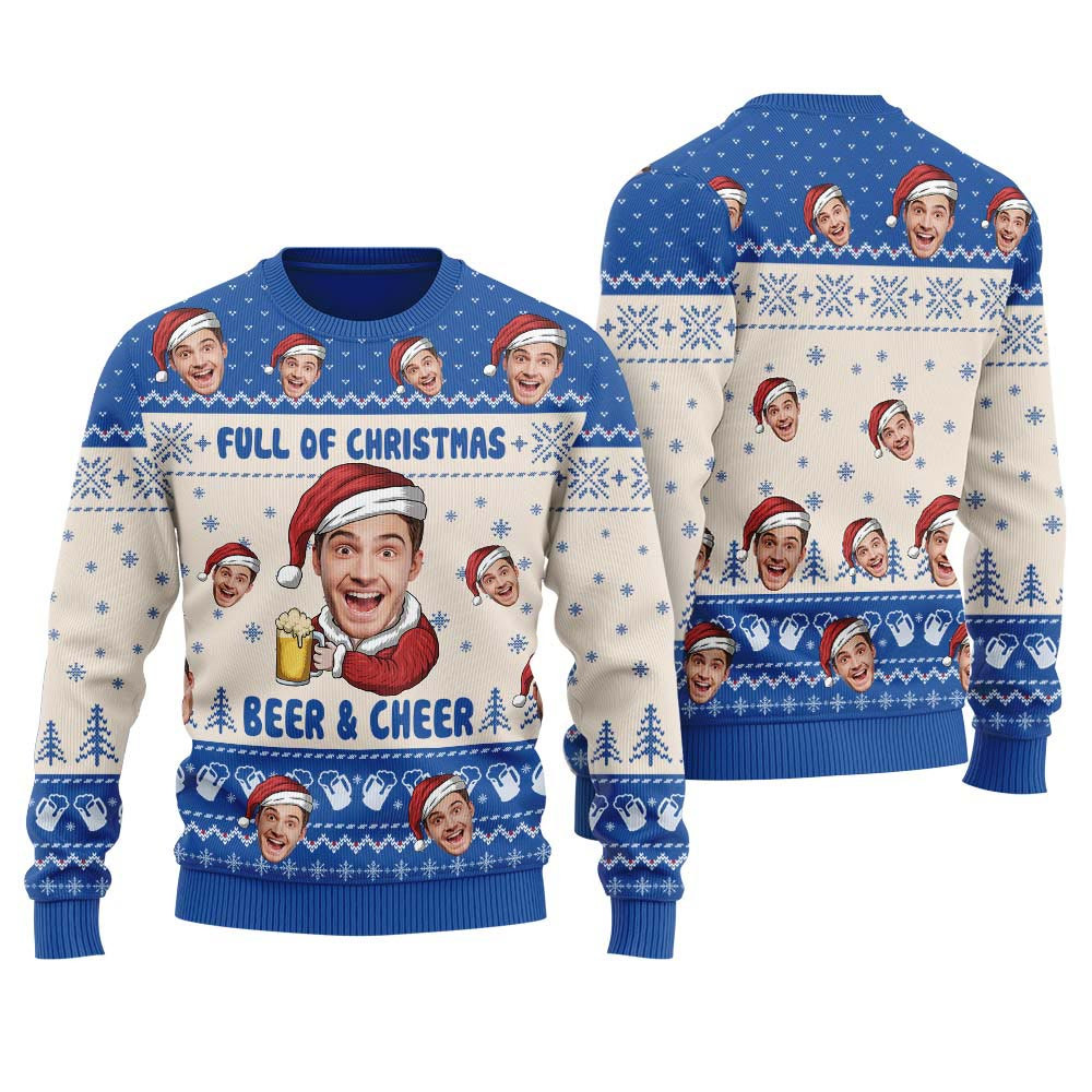 Humorous Beer And Cheer Custom Ugly Christmas Sweater Ugly Sweaters For Christmas