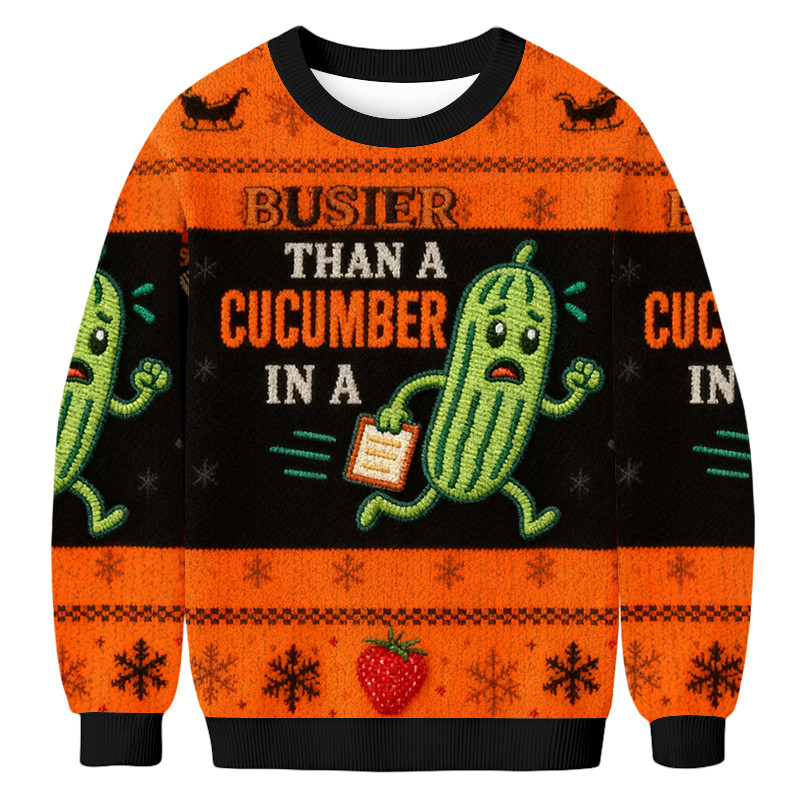 Humorous Cucumber Christmas Ugly Sweater Xmas Clothing Christmas Gifts For Men