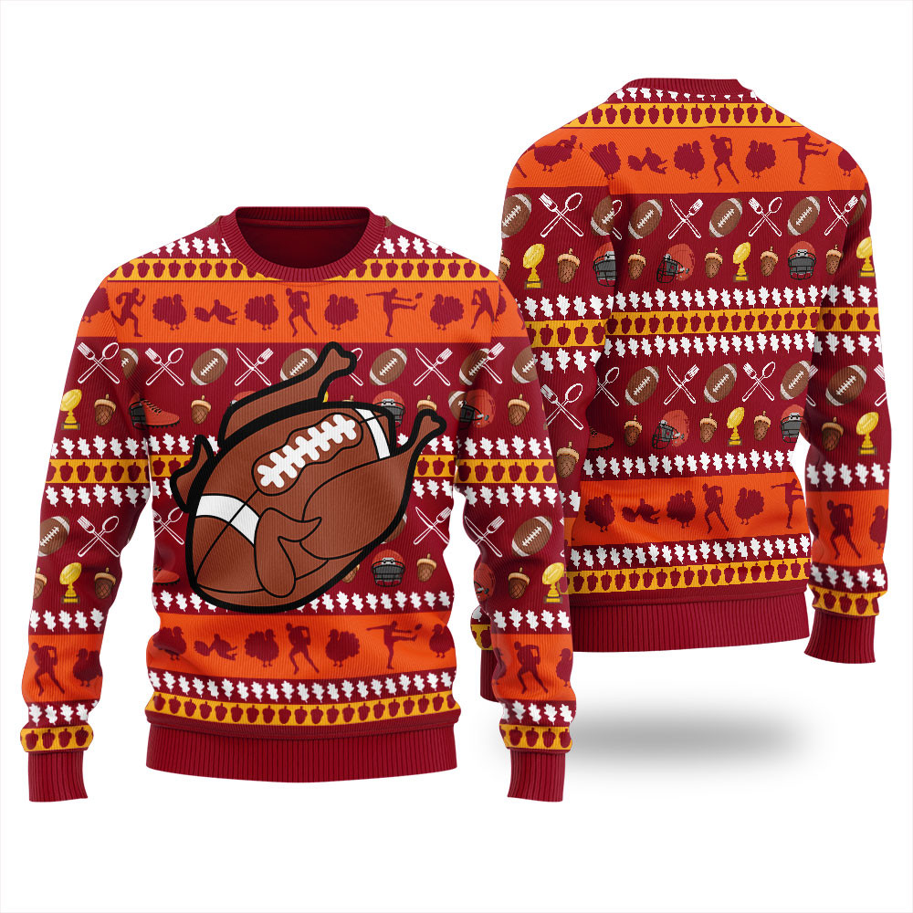 Humorous Turkey Football Thanksgiving Sweater For Men Perfect Merch Gift for the Christmas Season