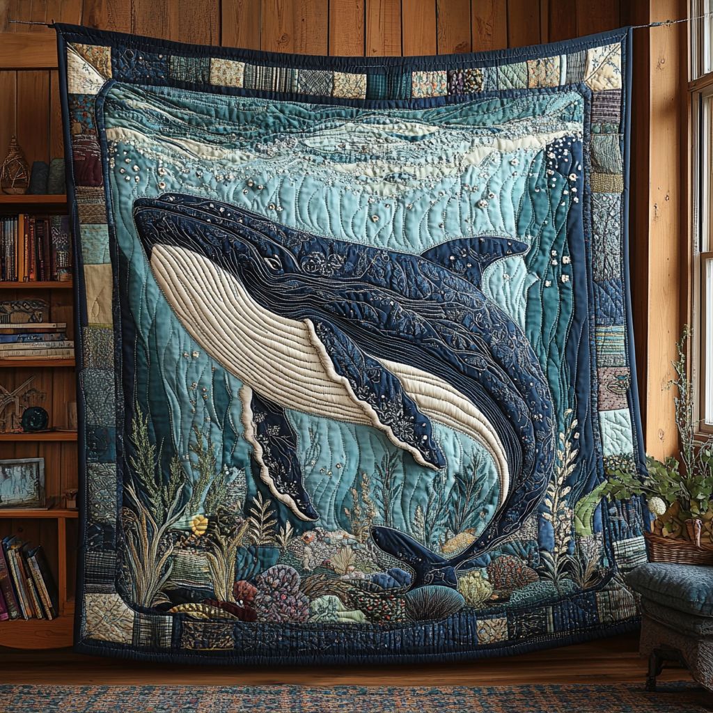 Humpback Serenity Quilted Blanket Christmas Bedroom Decor Whale Gifts For Her