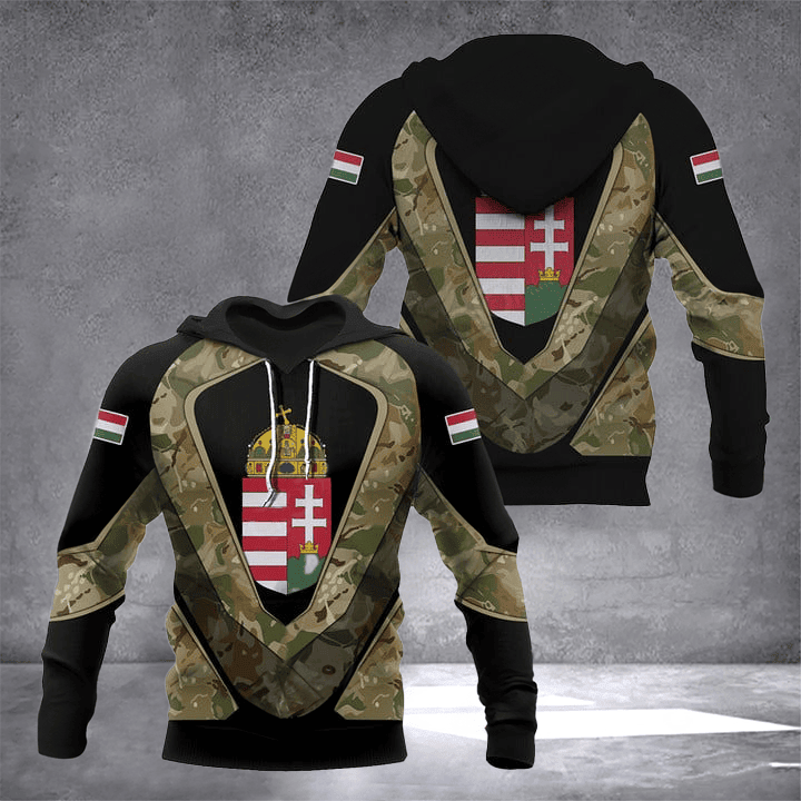 Hungary Coat Of Arms Camouflage Hoodie Hungarian Clothing Online Gifts For Hungarians