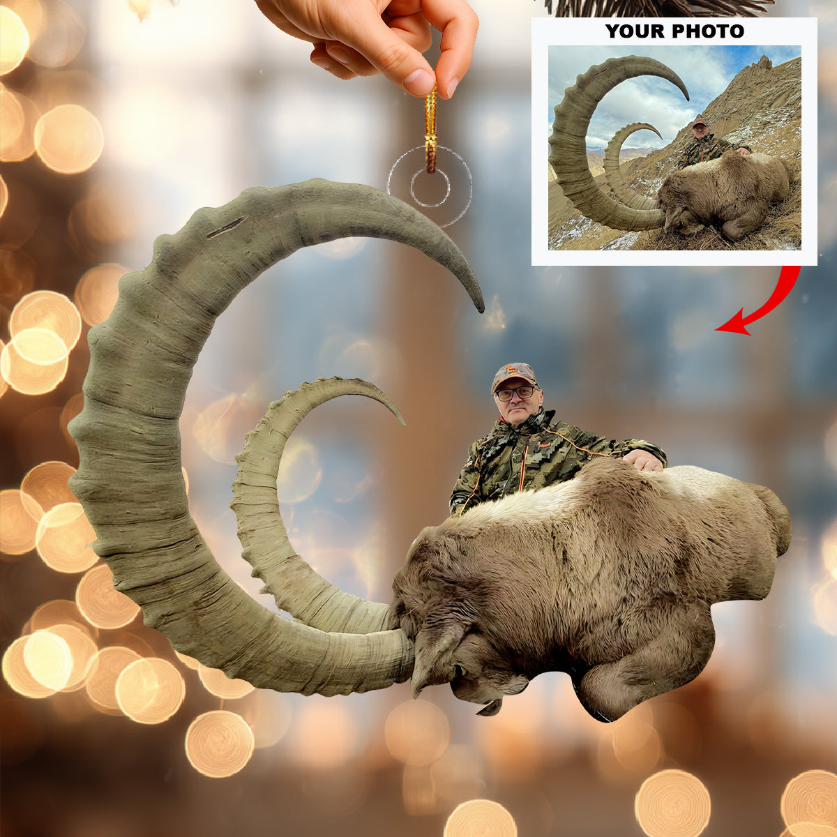 Hunter S Big Day Personalized Photo Mica Ornament Christmas Gift For Hunting Lovers
