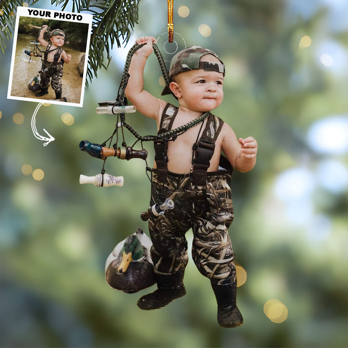 Hunting Buddy Personalized Photo Mica Ornament Gift For Hunting Lovers