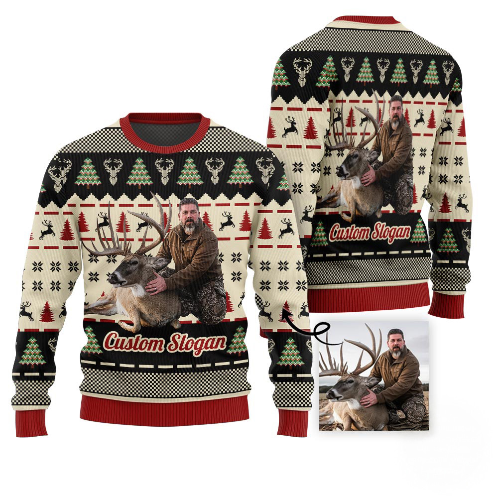 Hunting Custom Image Ugly Christmas Sweater Funny Christmas Sweaters For Women