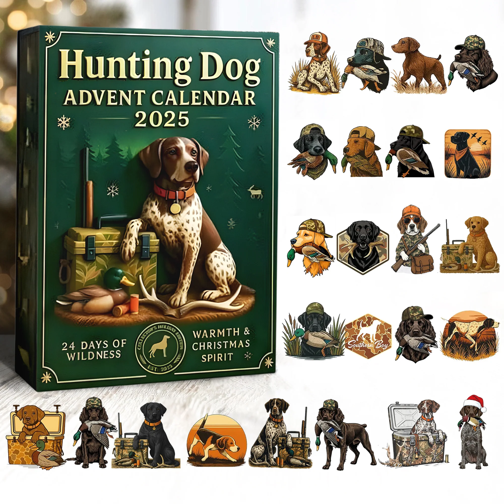 Hunting Dog Advent Calendar 2025 Holiday Countdown Christmas Gifts For Hunters
