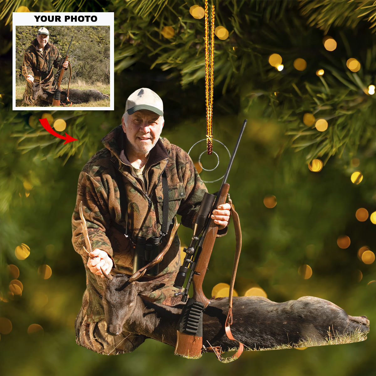 Hunting For Life Personalized Photo Mica Ornament Gift For Hunting Lovers Family members