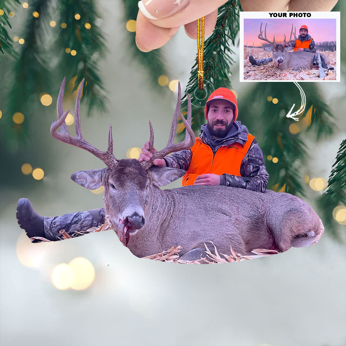 Hunting Is My Life Personalized Photo Mica Ornament Christmas Gift For Hunting Lovers
