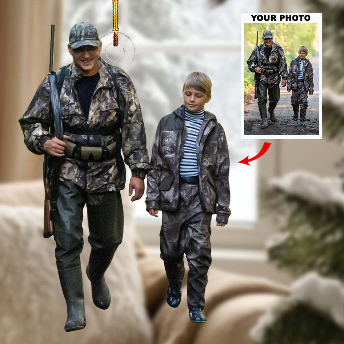 Hunting Partner Personalized Photo Mica Ornament Gift For Hunting Lovers
