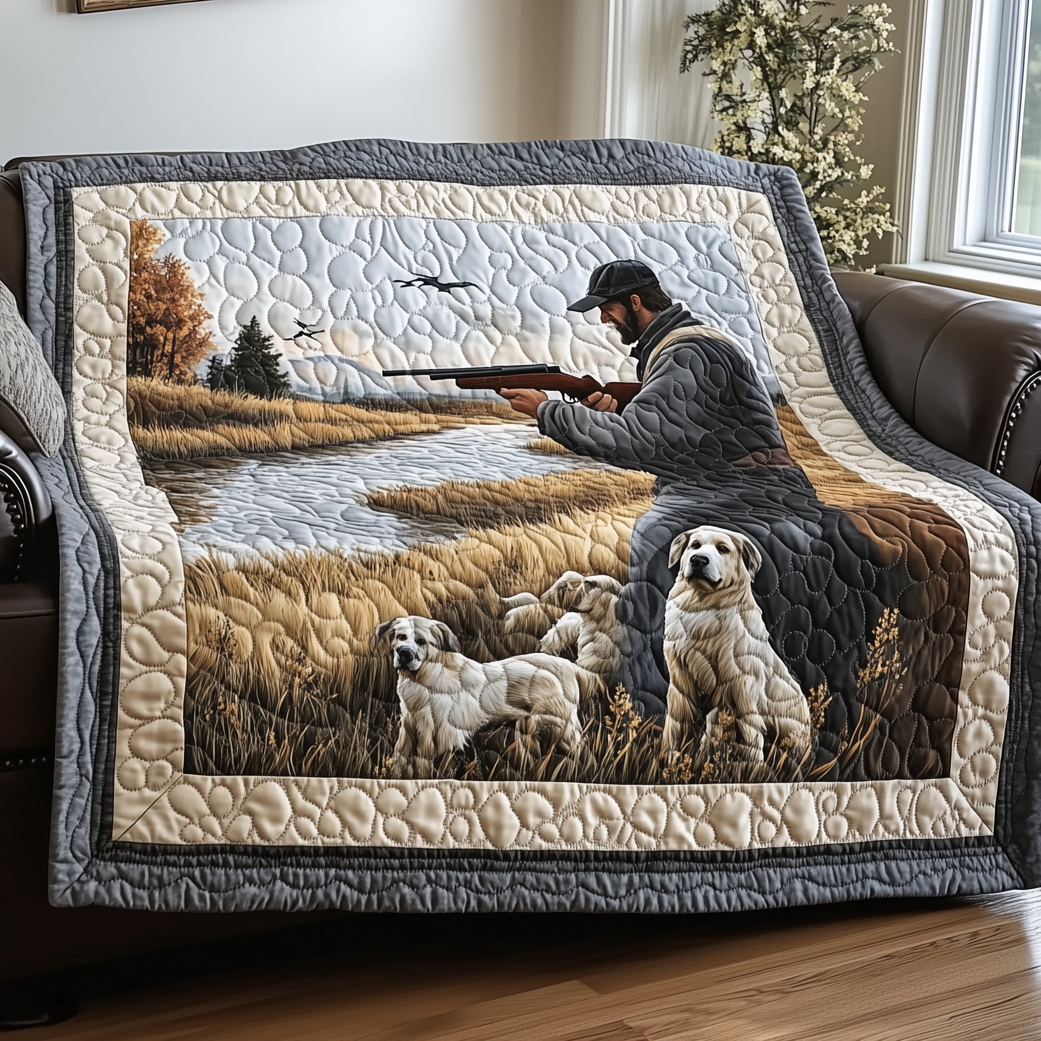 Hunting Quilted Blanket Cute Soft BlanketChristmas Family Basket