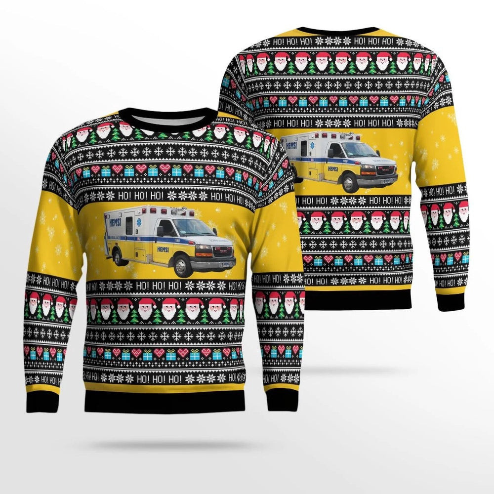 Huntsville Alabama HEMSI Ambulance AOP Xmas Unisex Sweater Christmas Gifts For Men Women