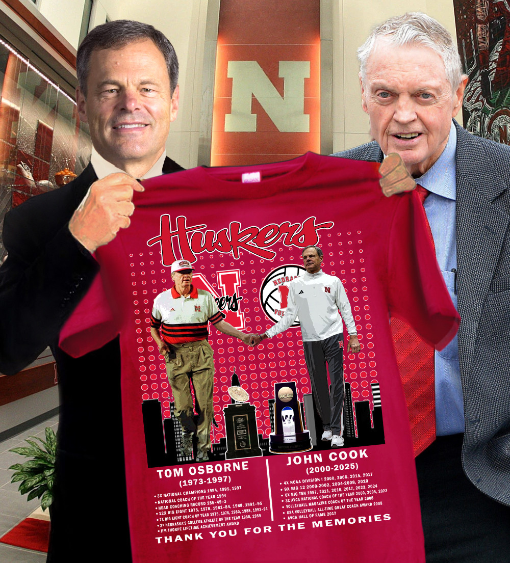 Husker Tom Osborne John Cook Thank You For The Memories T-Shirt Football Fans Gifts