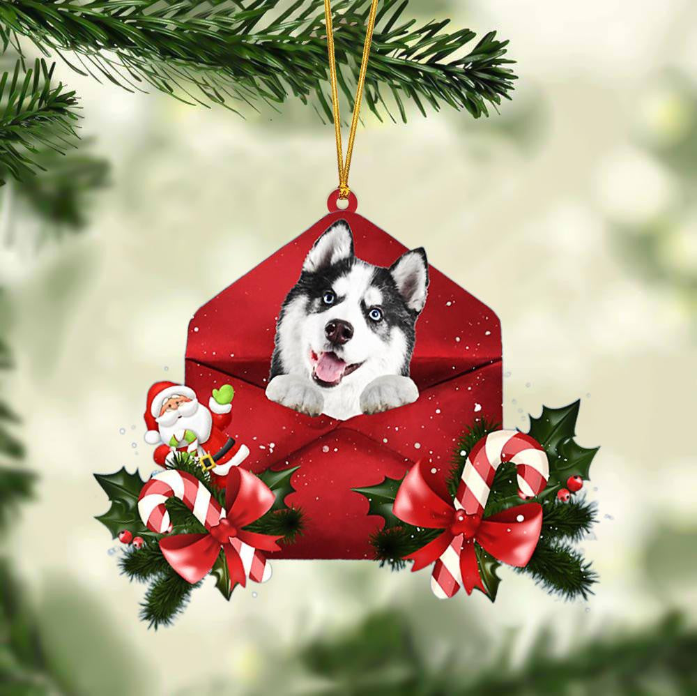 Husky Christmas Letter Shaped Ornament  Acrylic Dog Christmas Ornament Xmas Dog Gifts
