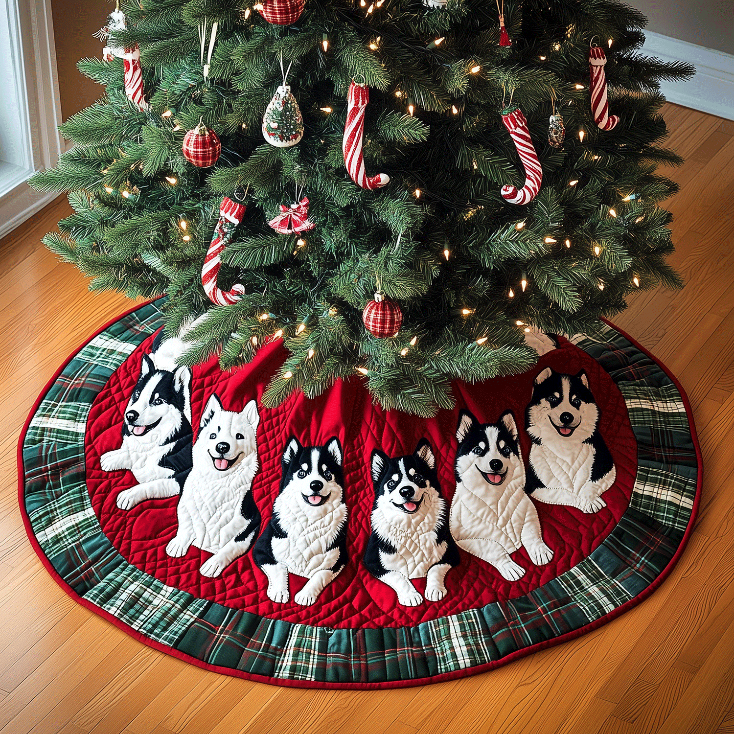 Husky Christmas Magic Quilted Christmas Tree Skirt Special Holiday Tree Skirt Gift for Newlyweds