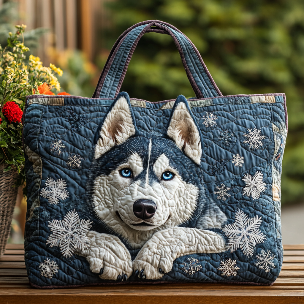 Husky Haven Quilted Tote Bag Gifts For New Dog Owners