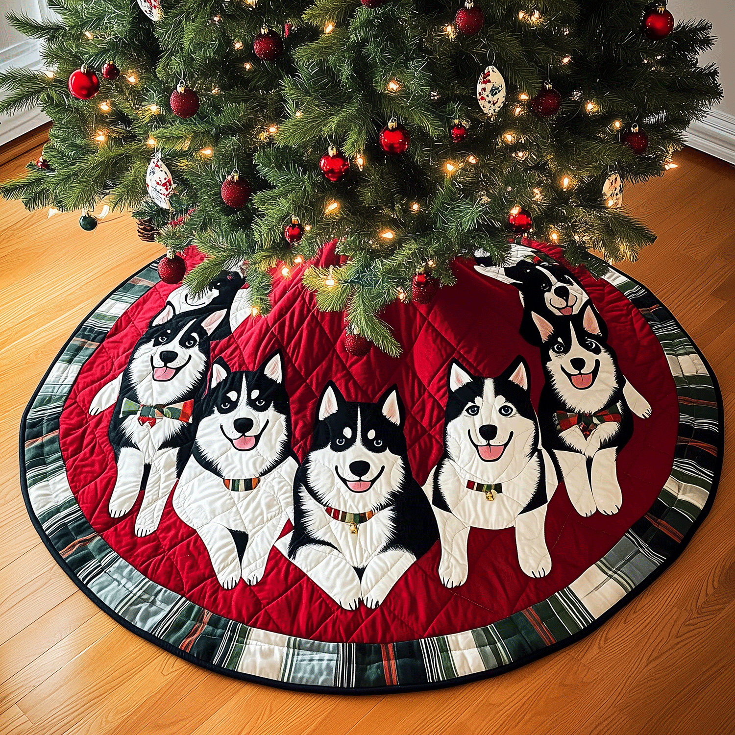 Husky Holiday Charm Quilted Christmas Tree Skirt Christmas Tree Skirt Gift That Brings Joy
