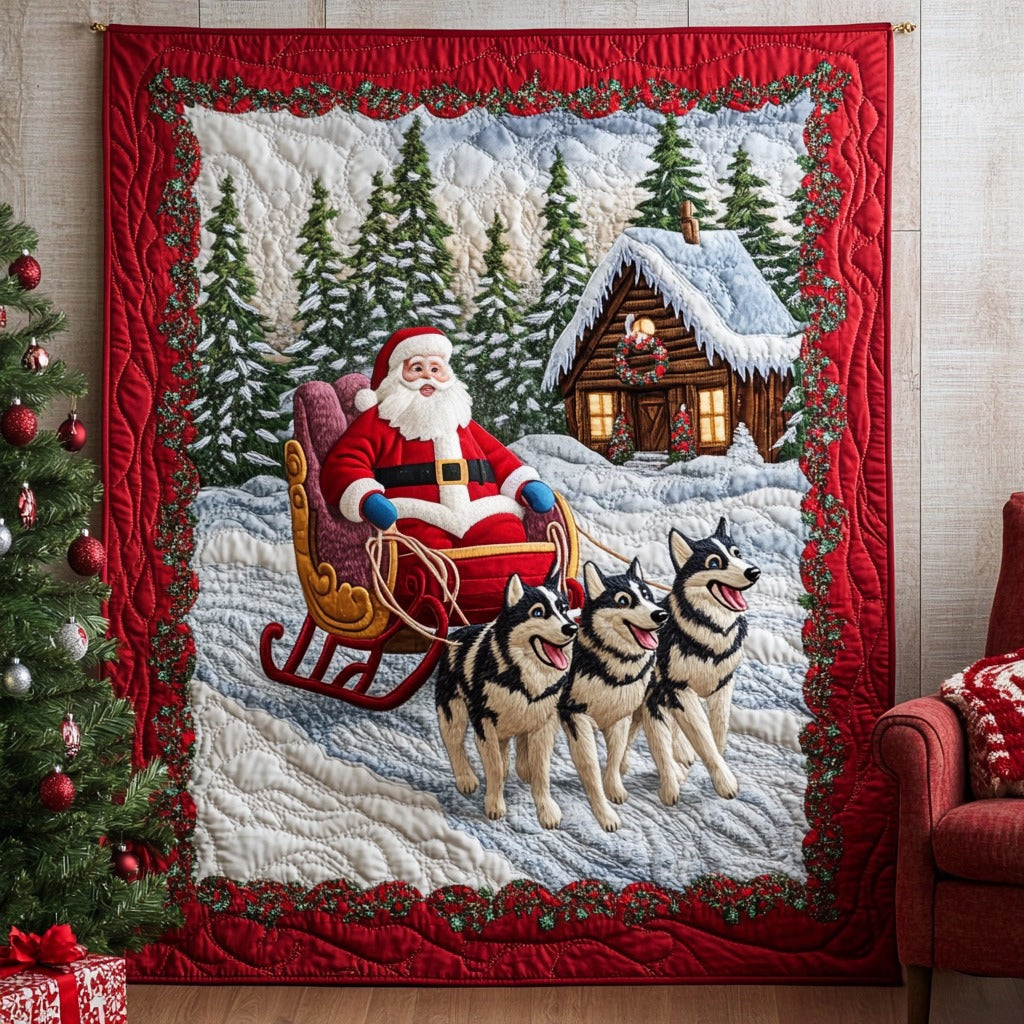 Husky In Christmas Quilt Soft Quilt Blanket Gift to Warm Hearts