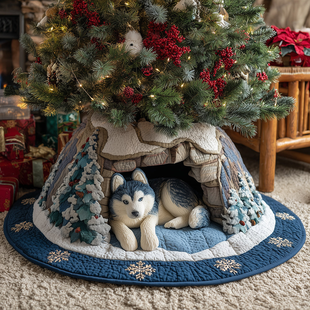 Husky Pine Retreat Christmas Quilted Tree Skirt Xmas Decorations Husky Related Gifts