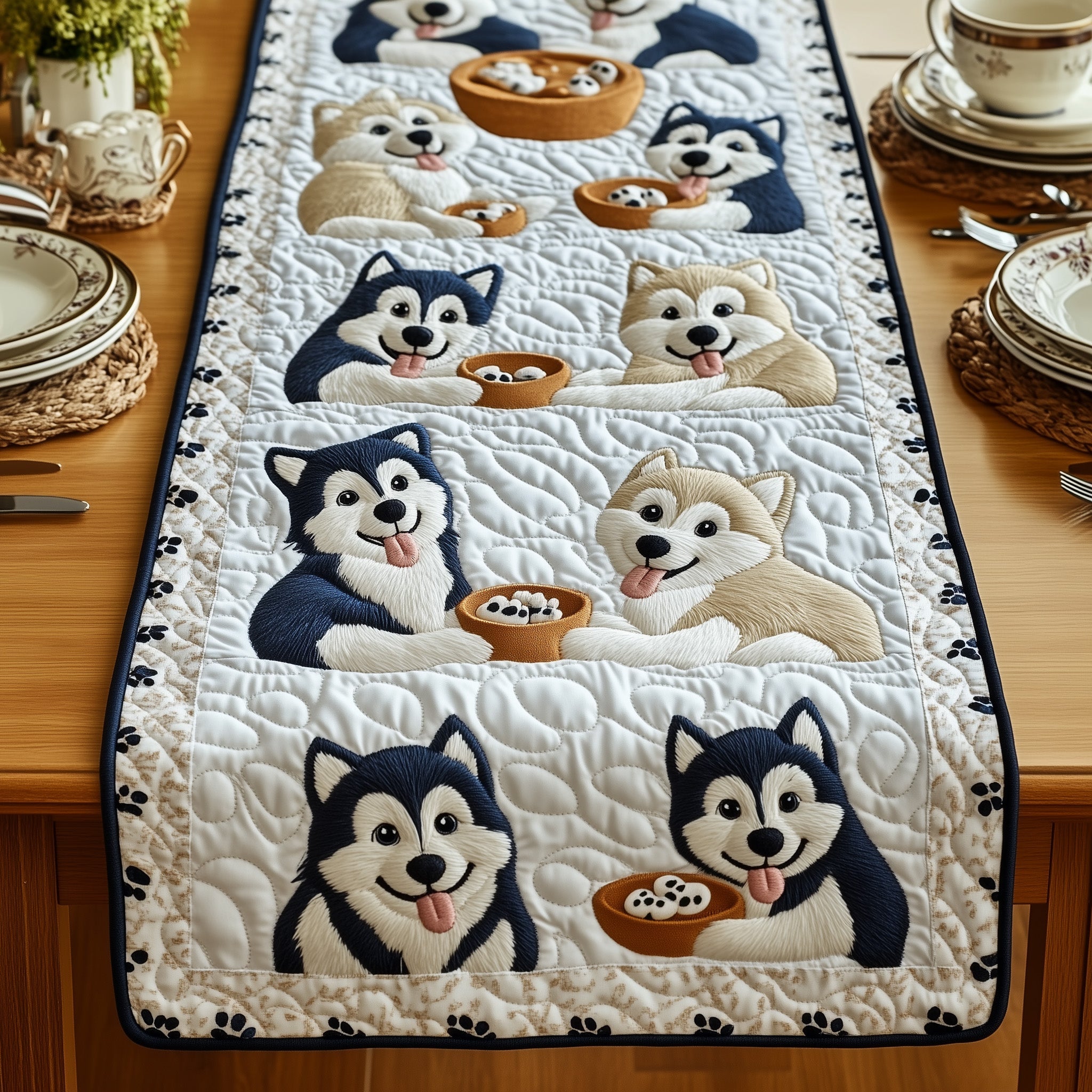 Husky Quilted Table Runner Christmas Table Runner Gift Idea