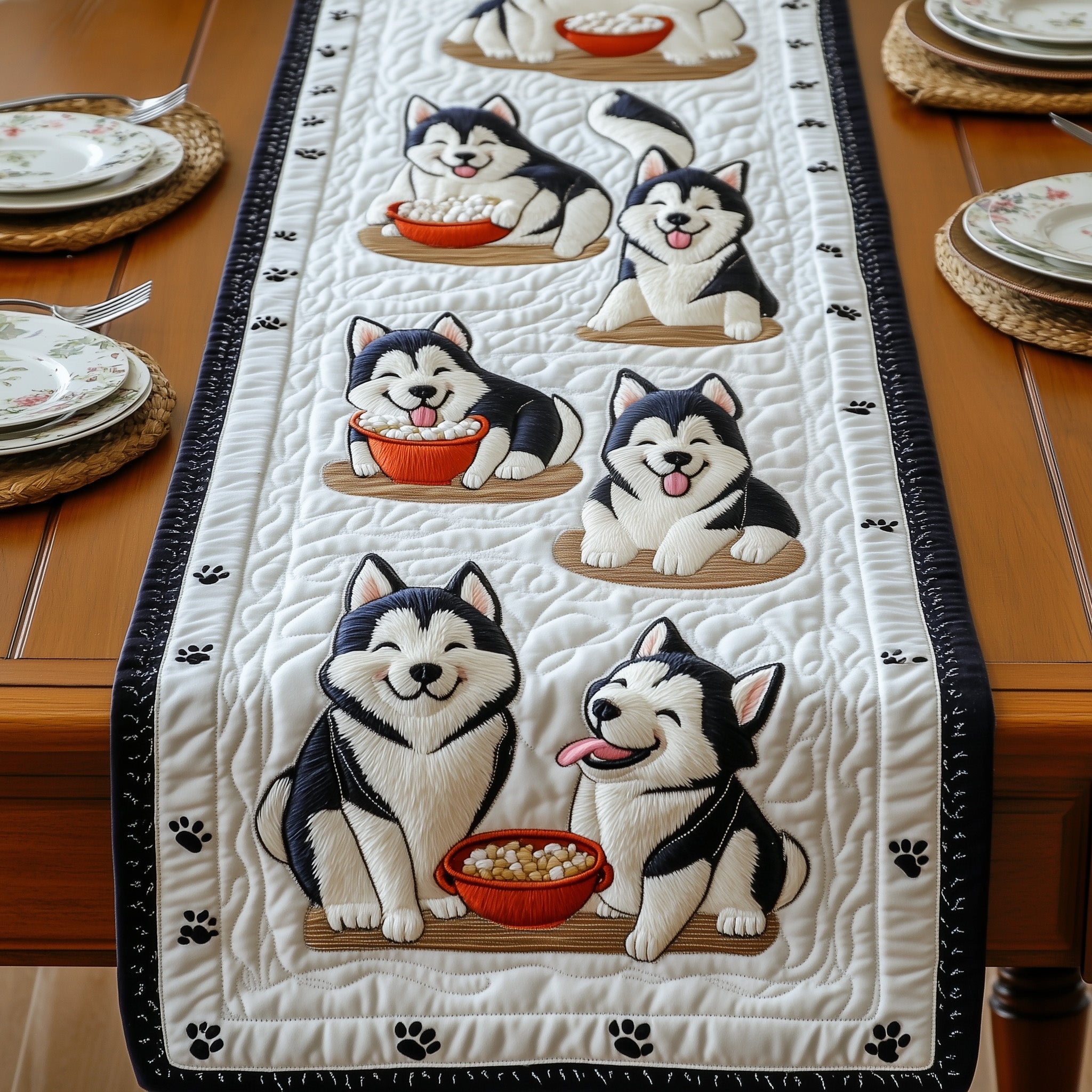 Husky Quilted Table Runner Holiday Table Runner Decoration