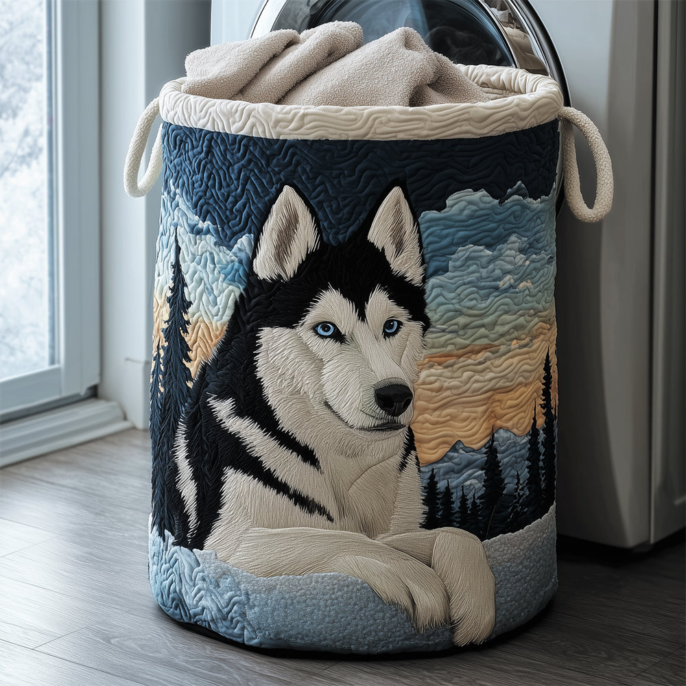 Husky Spirit Quilted Laundry Basket Top Choice For Housewarming Birthday Merch Gift