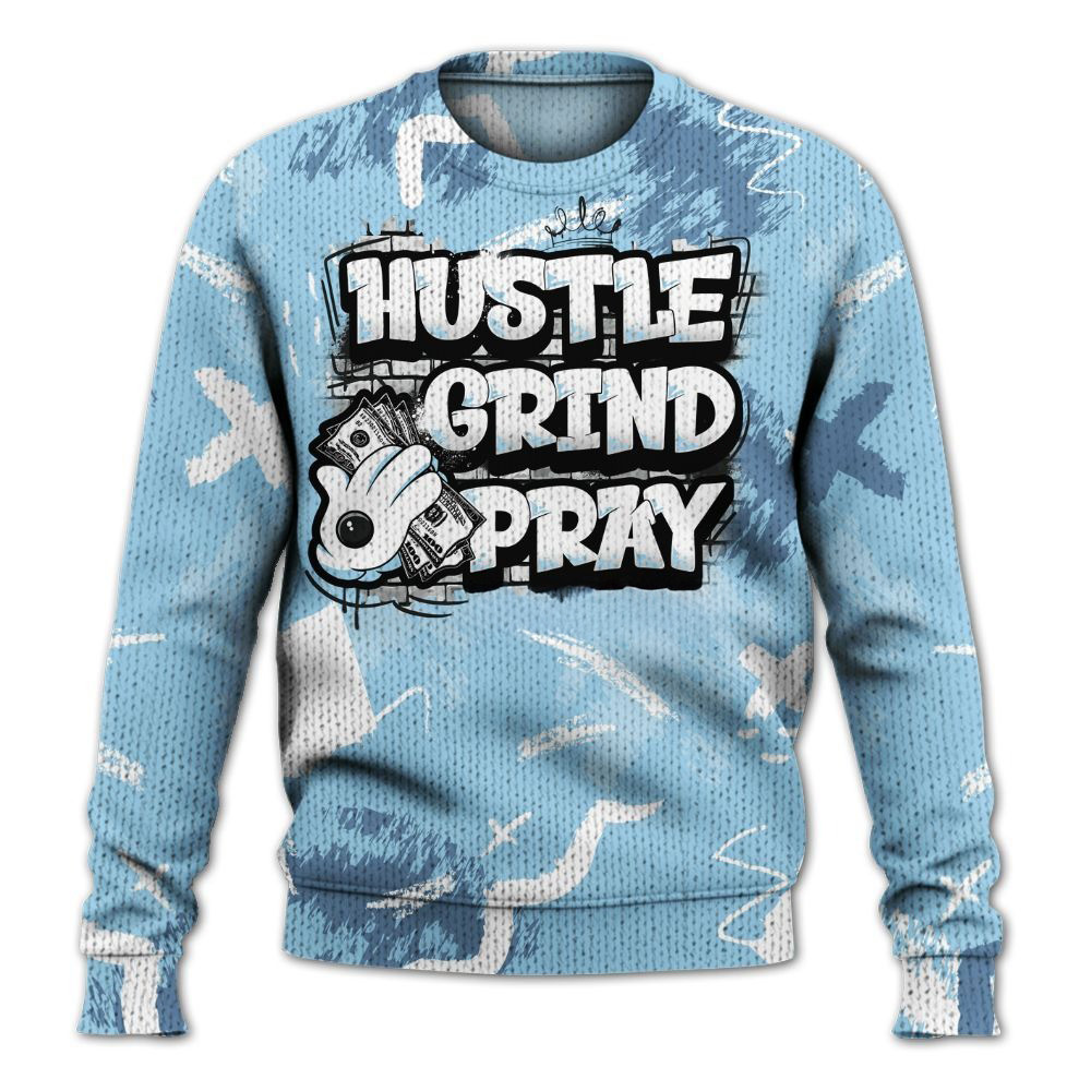 Hustle Grind Pray Graphic Street Style Knitted Sweater Gift For New Boyfriend
