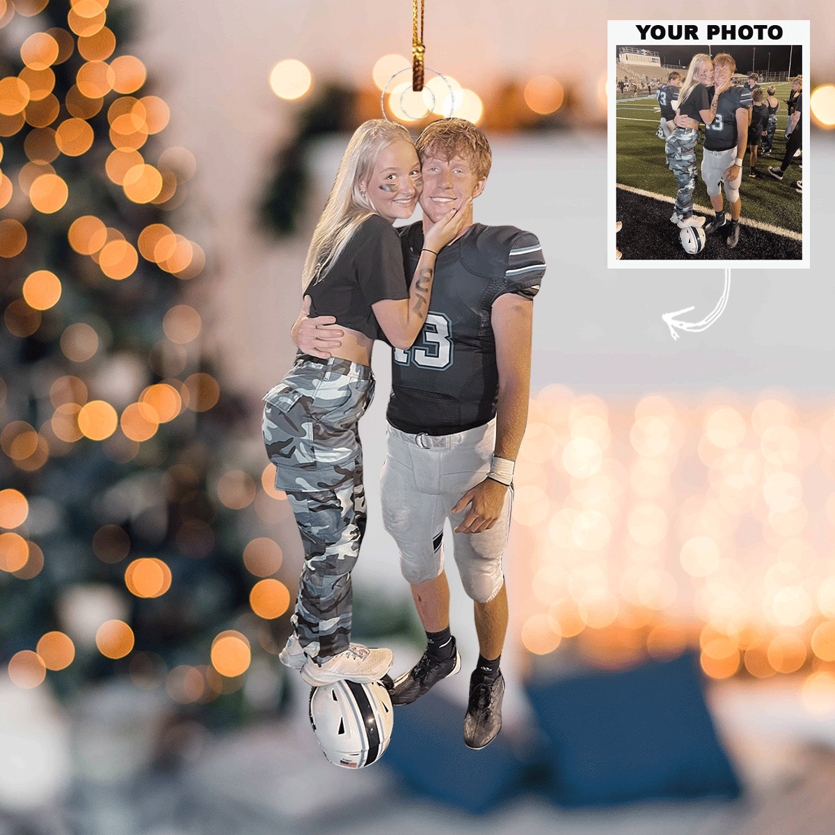 Hustle Hit Never Quit Personalized Photo Mica Ornament Christmas Gift For Football Lov