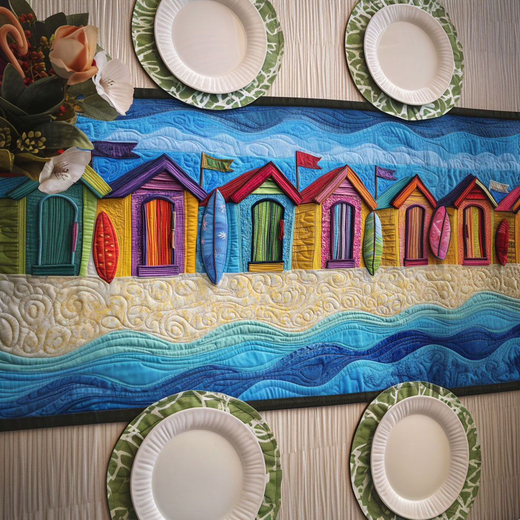 Hut by the Shore Quilted Table Runner Nautical Table Topper Good Gifts For Mom