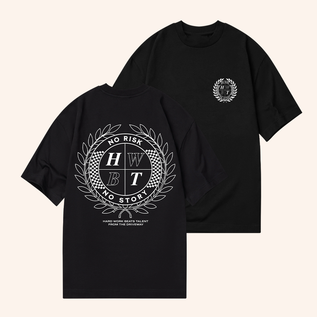 HWBT Merch Crest T-Shirt Black No Risk No Story Shirt Gifts For Brothers