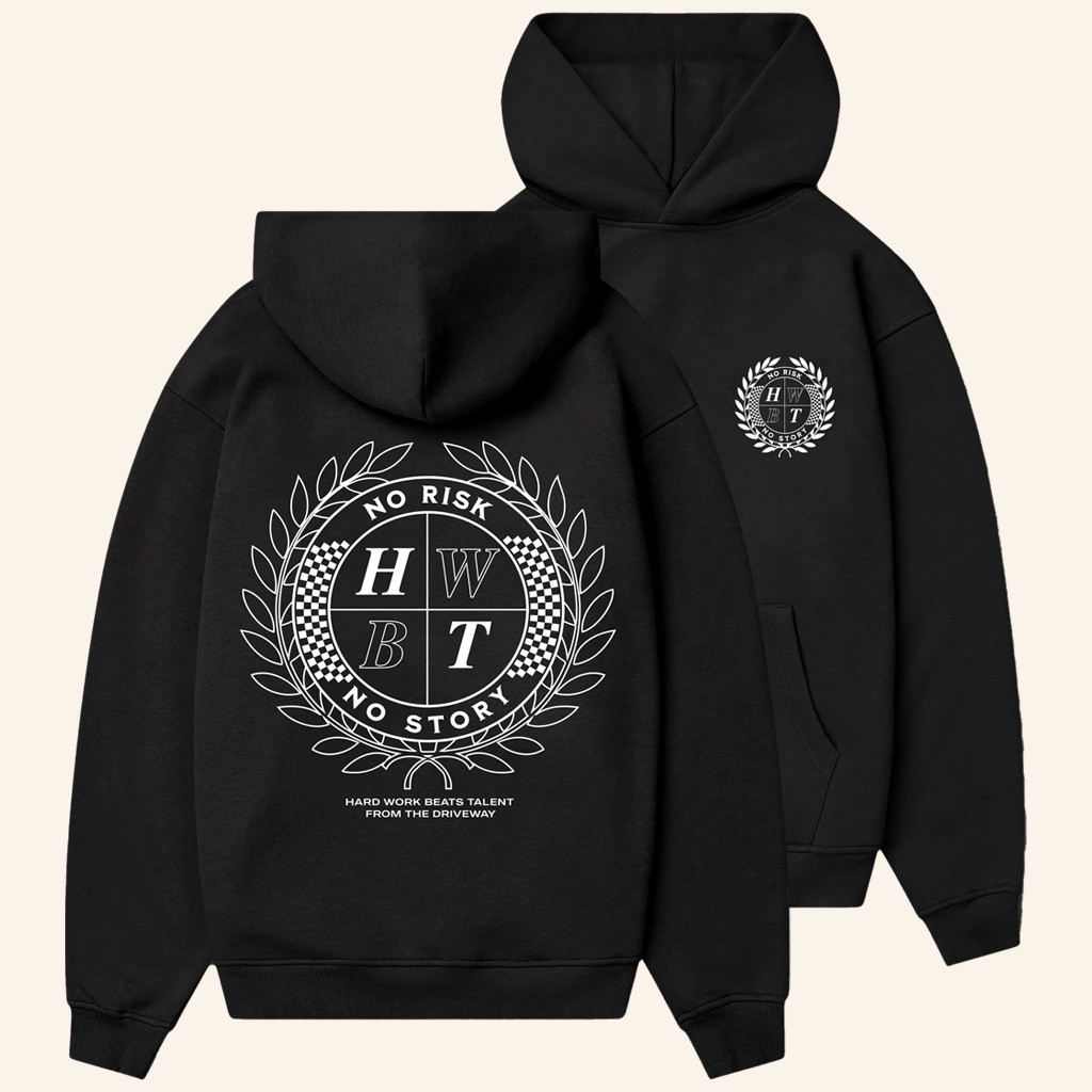 HWBT Merch No Risk Crest Black Hoodie Birthday Present For Husband