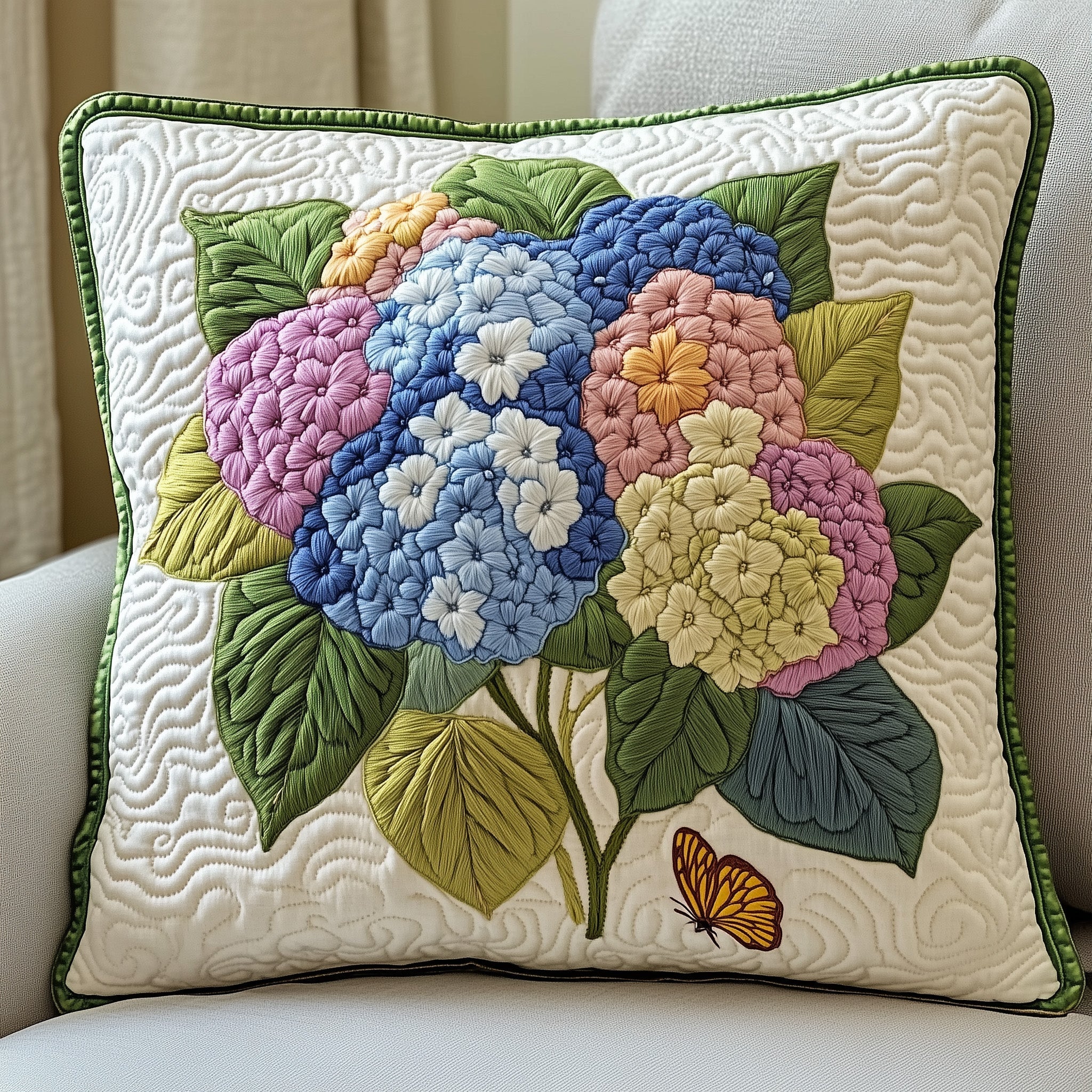 Hydrangea Bloom Elegance Quilted Pillow Case Gift For Boyfriend