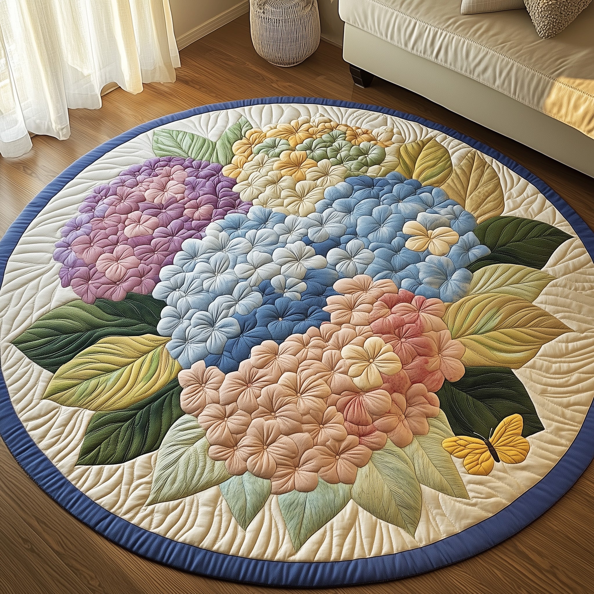 Hydrangea Floral Bliss Quilted Round Mat Gftohd7472 Christmas Gift