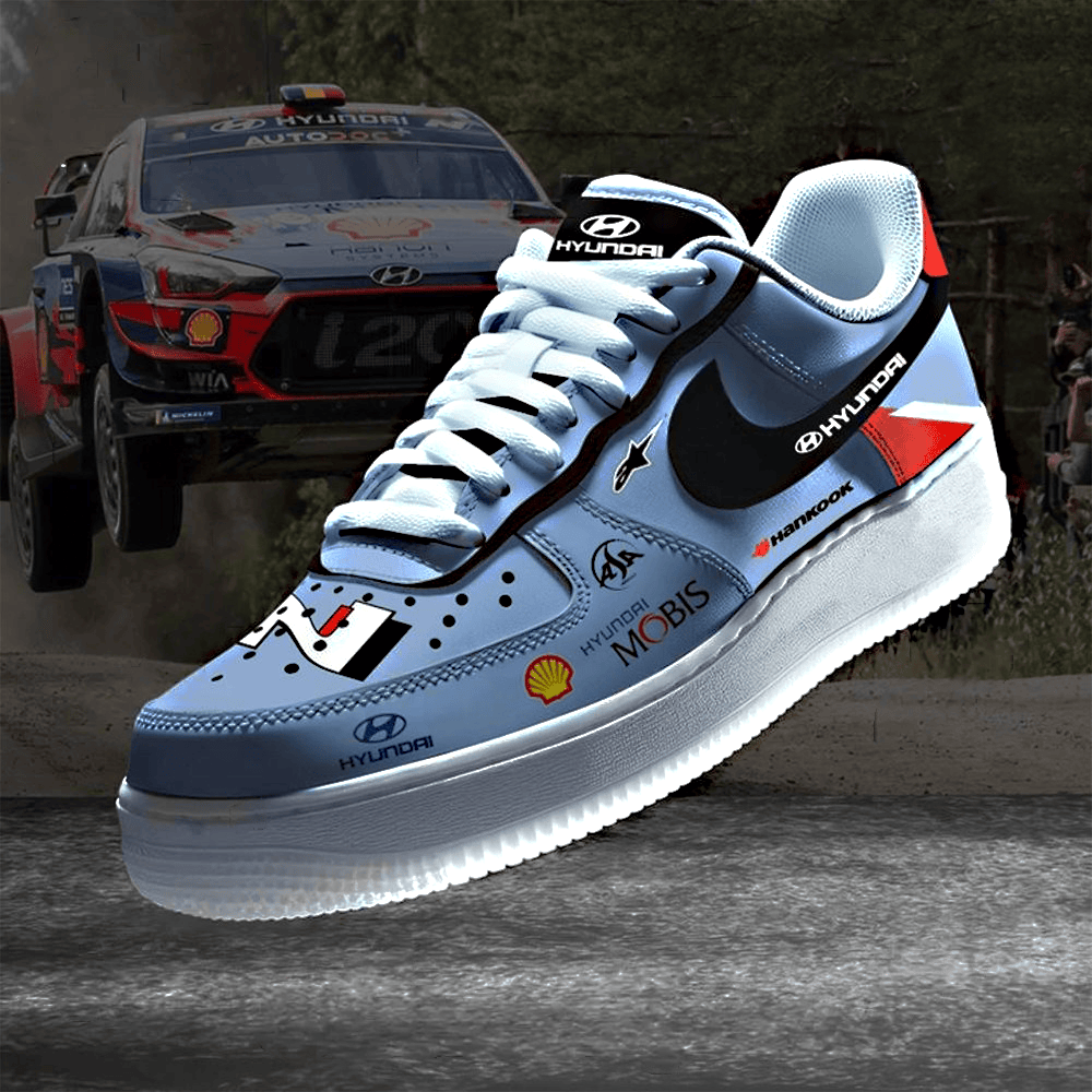 Hyundai Shell Mobis World Rally Team Special Air Force 1 Sneaker Unique Sport Merch For Car Fans