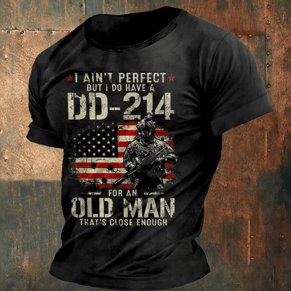 I Ain't Perfect But I Do Have A DD 214 T-Shirt American Flag Shirt Gifts For Patriotic Veterans
