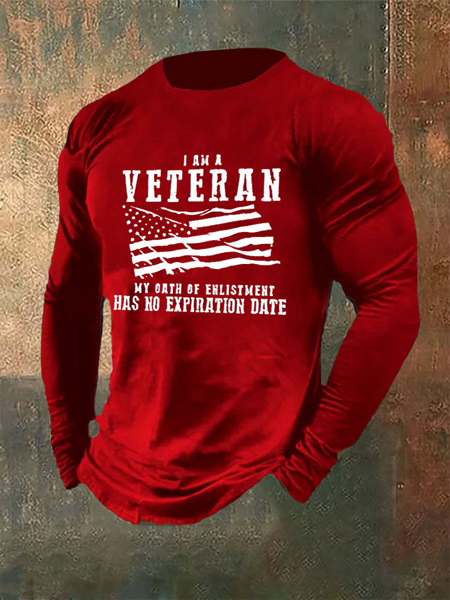 I Am A Veteran Long Sleeve Shirt American Flag Military Merchandise Great Gifts For Dad