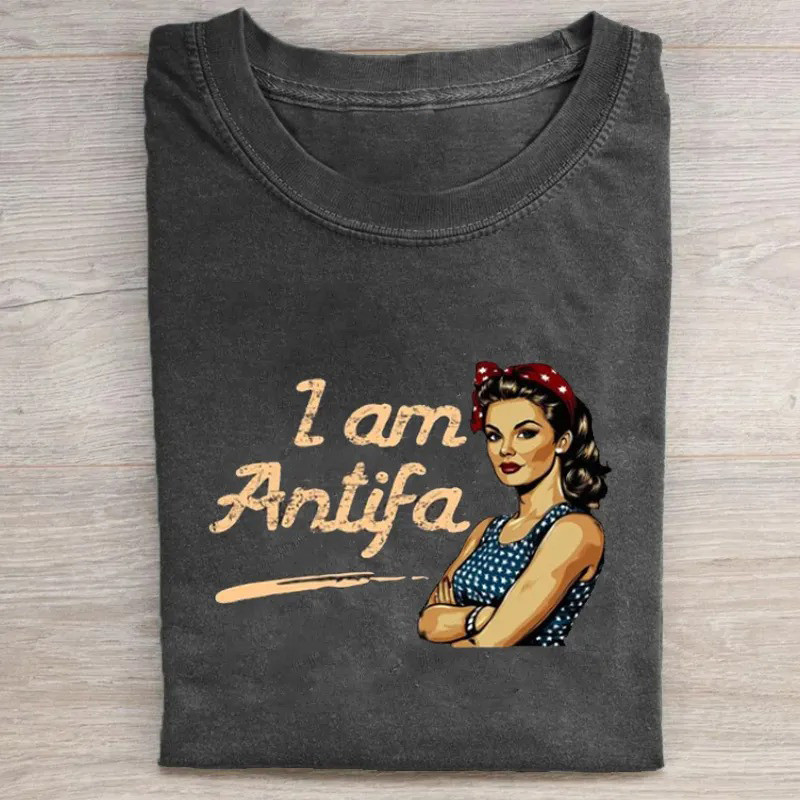 I Am Antifa Rosie T-Shirt Feminist Protest Graphic Tee Gift For Activists