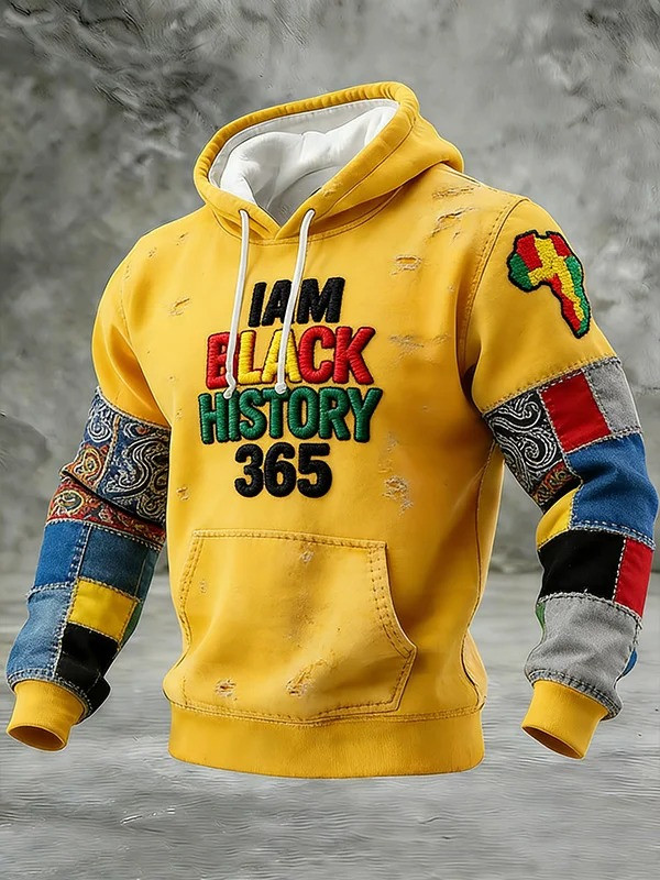 I Am Black History 365 Hoodie Men Colorblock Patchwork Art Best Gift For Black Pride