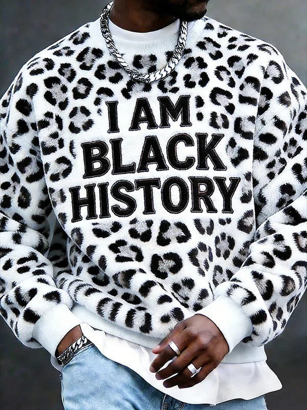 I Am Black History Leopard Sweatshirt Men Flannel Black Pride Best Gift For Men