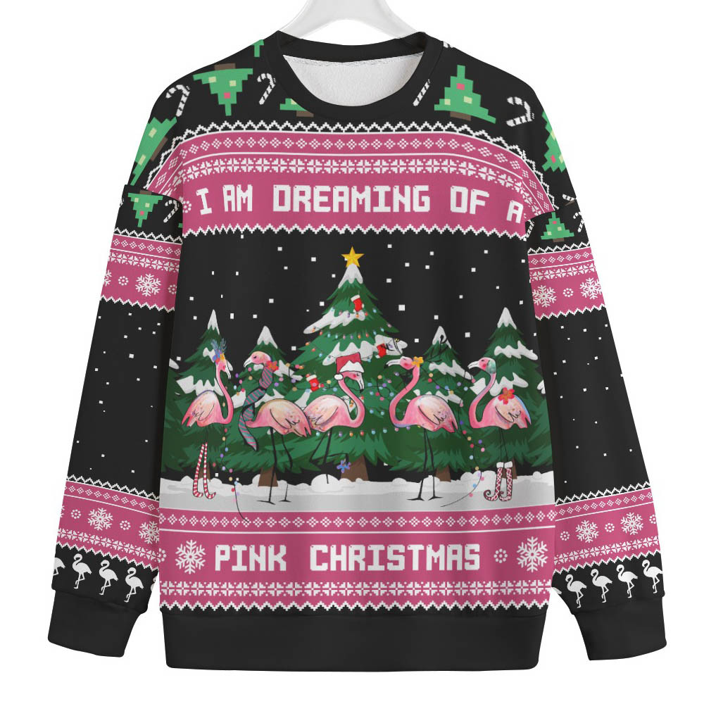 I Am Dreaming Of A Pink Christmas Flamingo Plus Size Ugly Sweater Warm Winter Merch Gift for Someone You Love