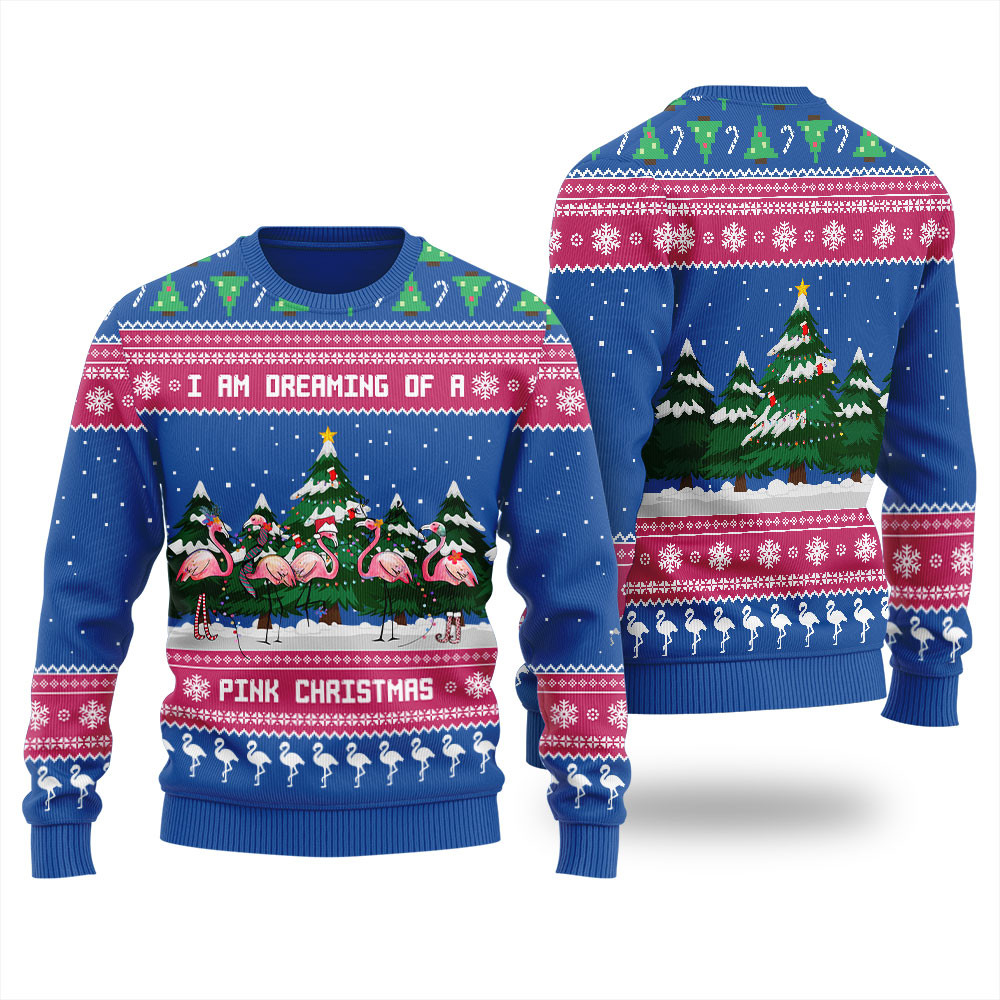 I Am Dreaming Of A Pink Christmas Flamingo Ugly Sweater For Men Perfect Merch Gift for the Christmas Season