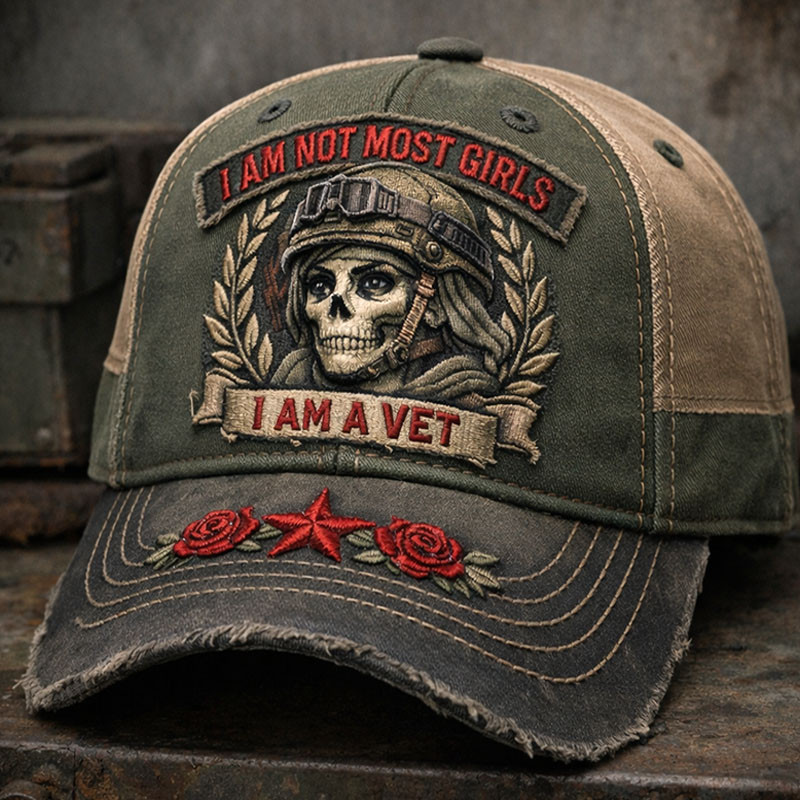 I Am Not Most Girls Veteran Hat Patriotic Skull Baseball Cap Gift For Patriots