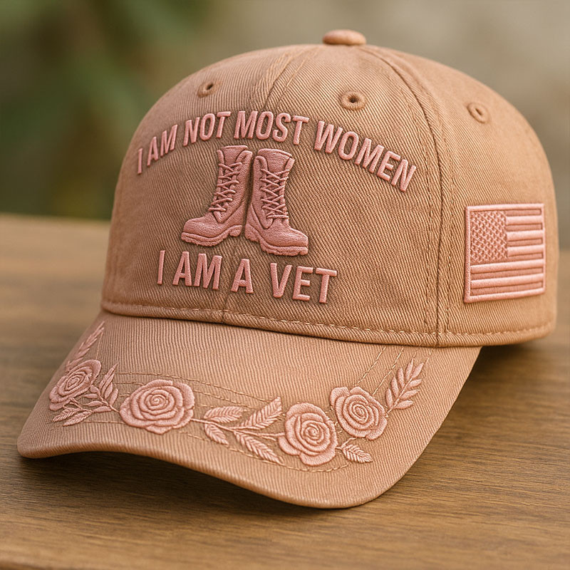 I Am Not Most Women I'm A Vet Hat Military Boots Pattern Baseball Cap Gifts For Female Veteran