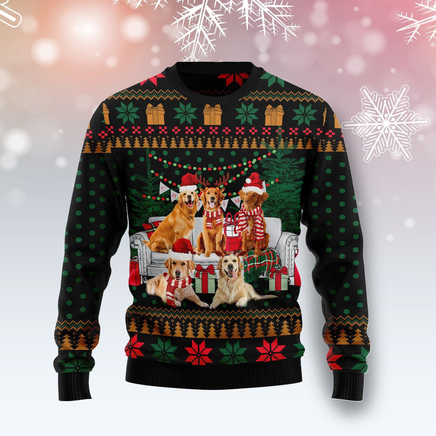 I Am Ready For Christmas Golden Retriever Ugly Christmas Sweater Animal Themed Dog Xmas Present